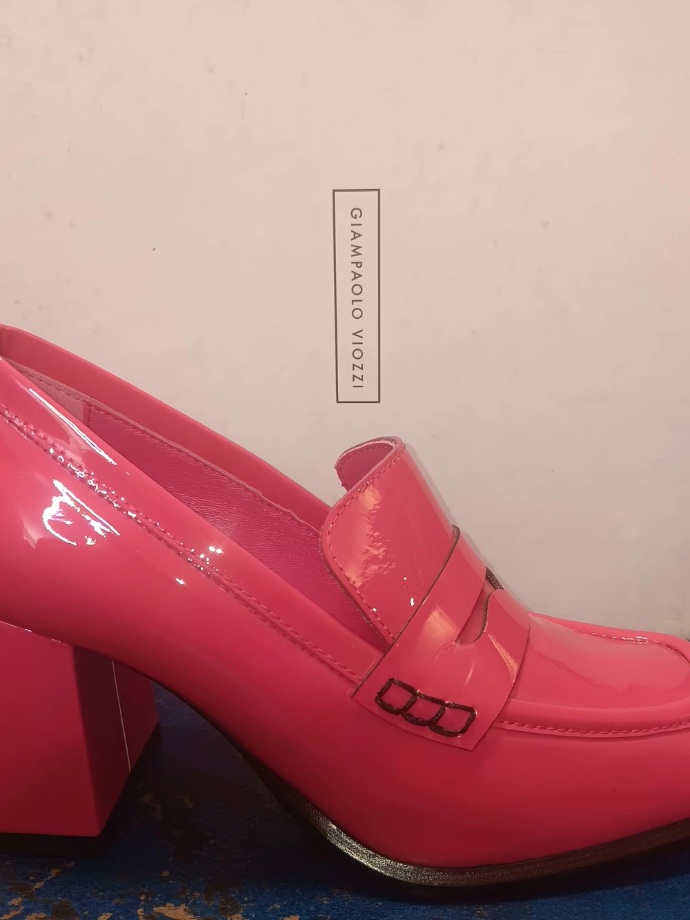 Pink Patent Block-Heel Loafers - Picture 2 of 7
